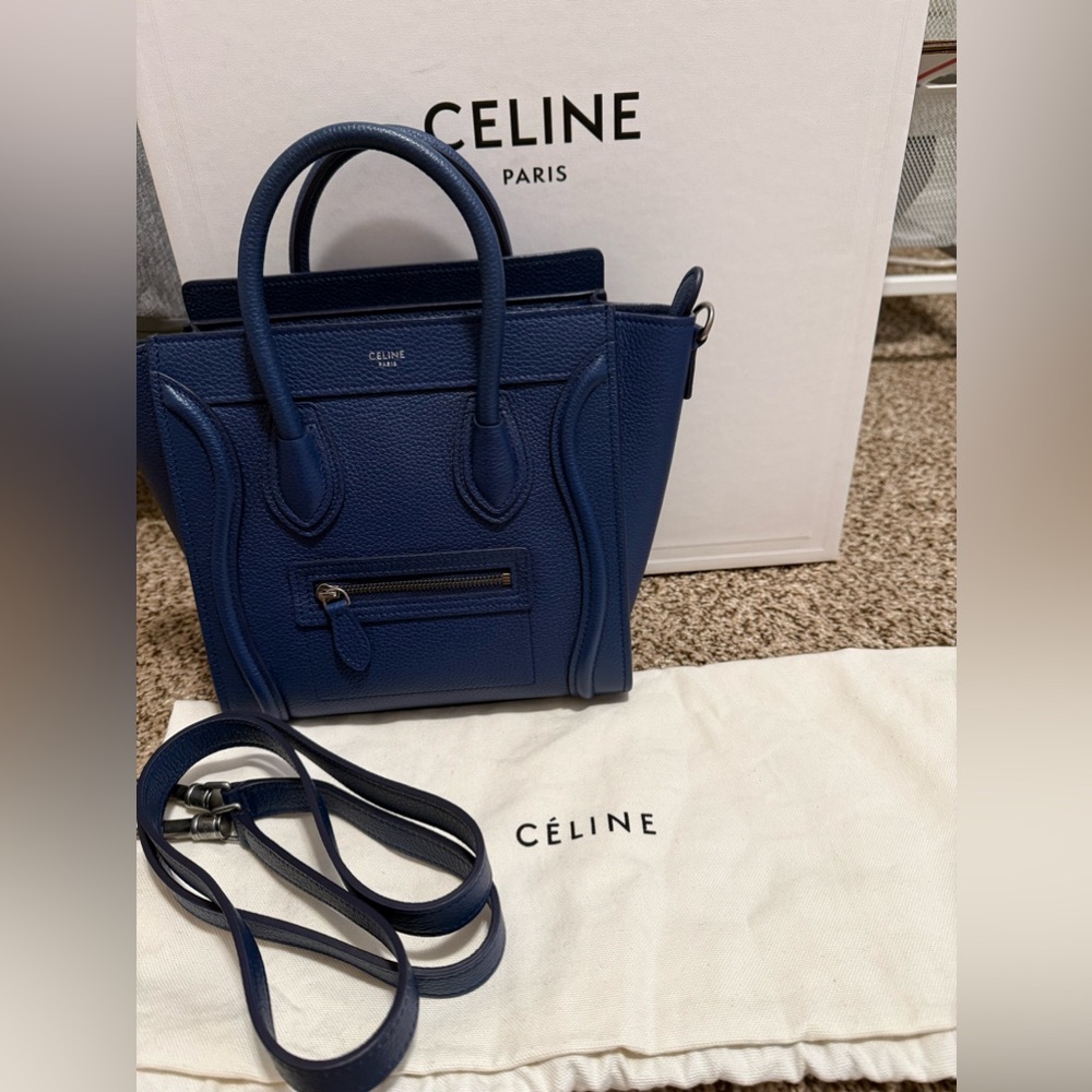 Authentic Celine Luggage Nano (Blue w/ silver hardware)